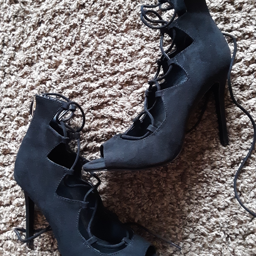 ALDO Suede Black Lace Up Stiletto Heel